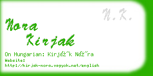 nora kirjak business card